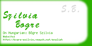 szilvia bogre business card